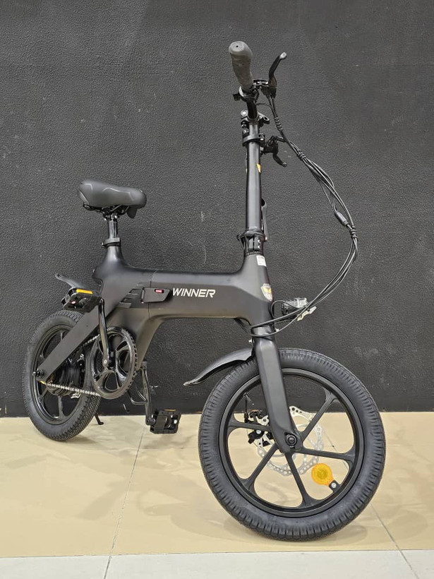 دوچرخه برقی تاشو الومنیومی WINNER مدل E bike رنگ مشکی باتری لیتیوم