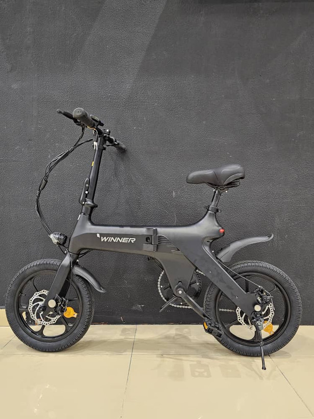 دوچرخه برقی تاشو الومنیومی WINNER مدل E bike رنگ مشکی باتری لیتیوم