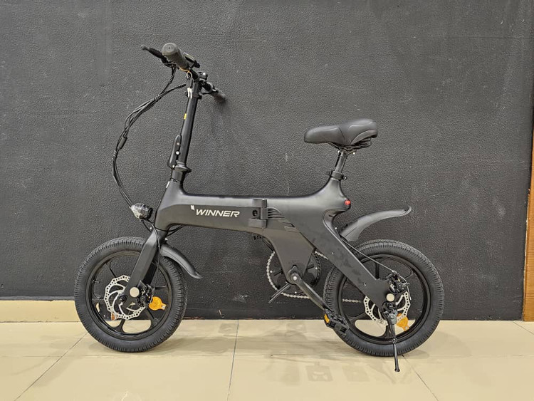 دوچرخه برقی تاشو الومنیومی WINNER مدل E bike رنگ مشکی باتری لیتیوم