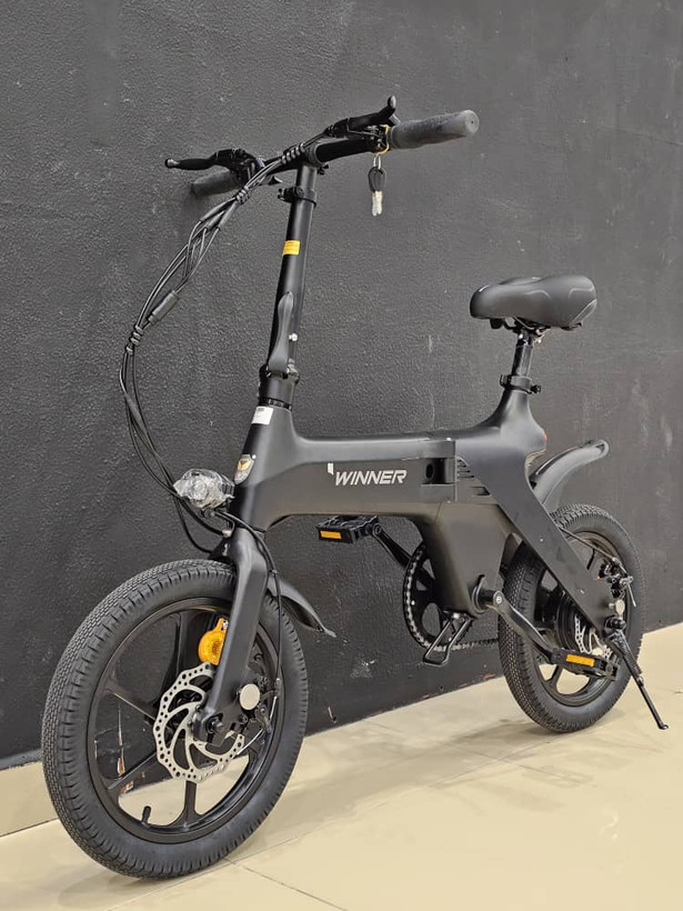 دوچرخه برقی تاشو الومنیومی WINNER مدل E bike رنگ مشکی باتری لیتیوم