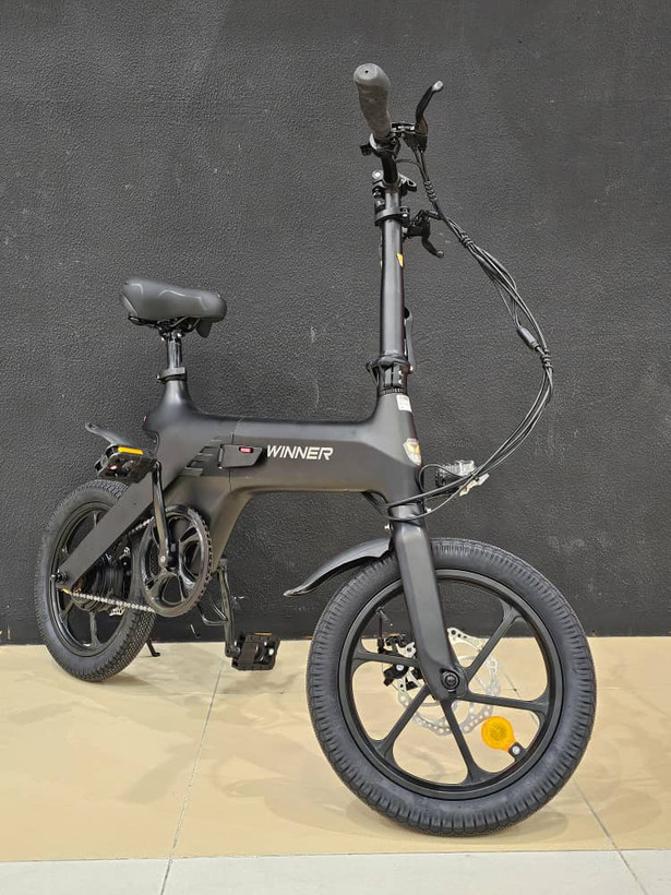 دوچرخه برقی تاشو الومنیومی WINNER مدل E bike رنگ مشکی باتری لیتیوم