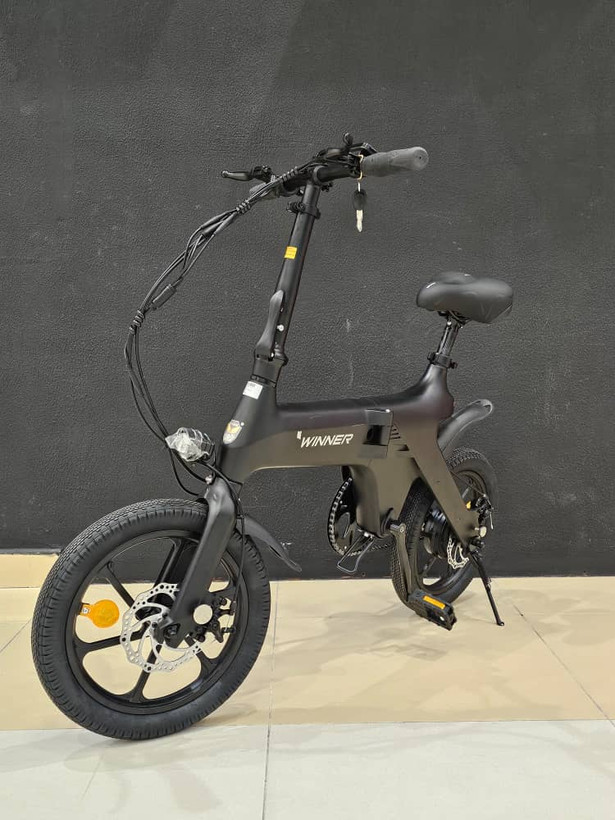 دوچرخه برقی تاشو الومنیومی WINNER مدل E bike رنگ مشکی باتری لیتیوم