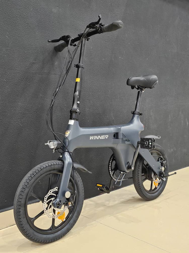 دوچرخه برقی تاشو الومنیومی WINNER مدل E bike رنگ خاکستری باتری لیتیوم