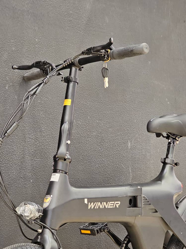 دوچرخه برقی تاشو الومنیومی WINNER مدل E bike رنگ خاکستری باتری لیتیوم