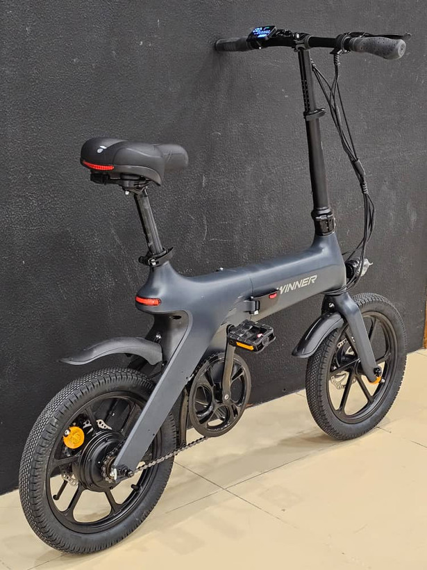 دوچرخه برقی تاشو الومنیومی WINNER مدل E bike رنگ خاکستری باتری لیتیوم