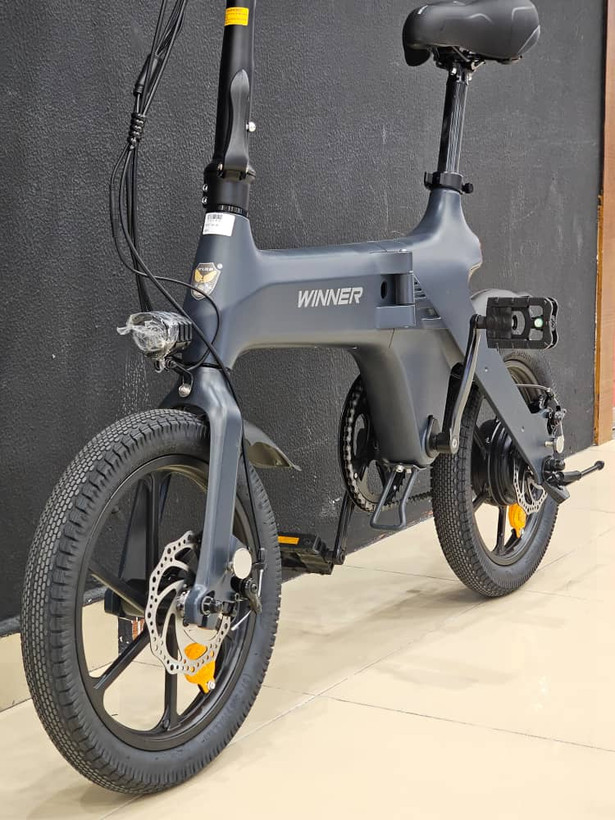 دوچرخه برقی تاشو الومنیومی WINNER مدل E bike رنگ خاکستری باتری لیتیوم