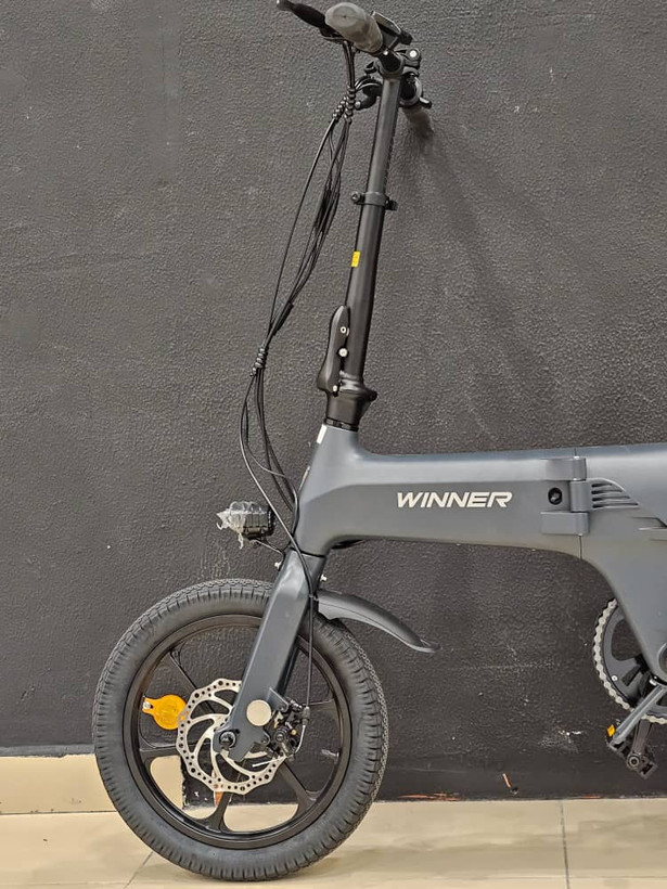 دوچرخه برقی تاشو الومنیومی WINNER مدل E bike رنگ خاکستری باتری لیتیوم