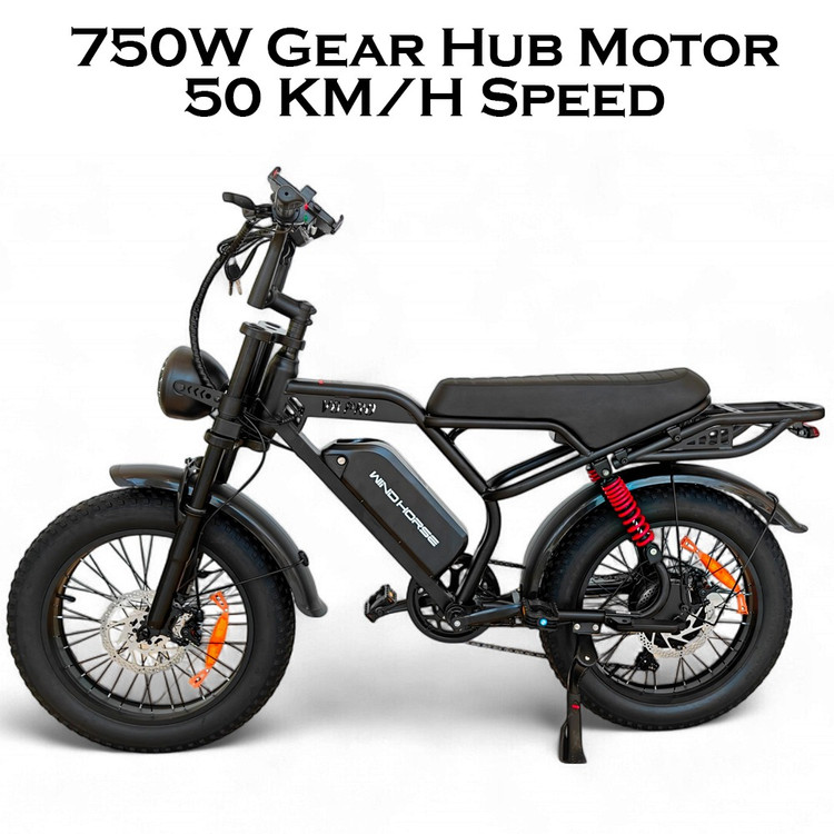 دوچرخه برقی آفرود دنده ای WIND HORSE مدل V8 PRO موتور ۸۰۰ وات (استاندارد انگلیس)