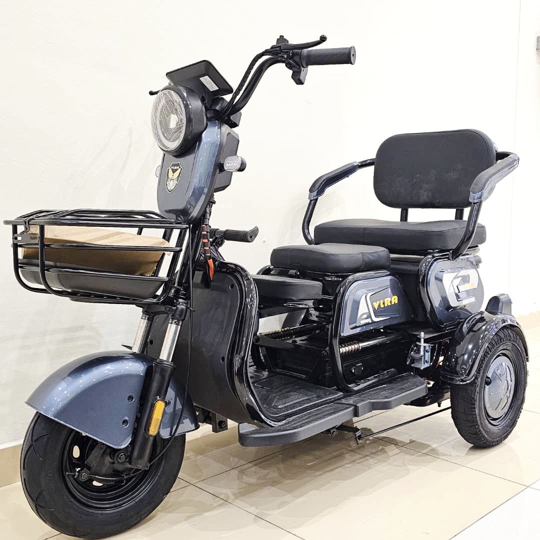 سه چرخه برقی سه نفره  ( بزرگسال ) VLRA مدل E--BIKE خاکستری