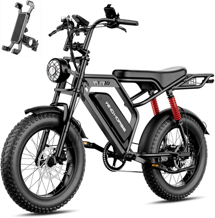 دوچرخه برقی آفرود دنده ای WIND HORSE مدل V8 PRO موتور ۸۰۰ وات (استاندارد انگلیس)